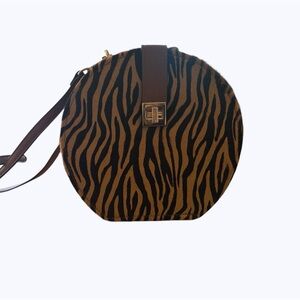 DUNE - Brown and Black Zebra Print Round Bag